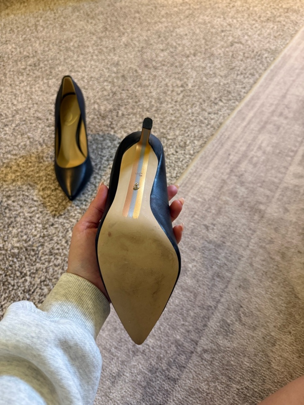 Sam Edelman Black Pointed-Toe Leather Pumps - Picture 3 of 5